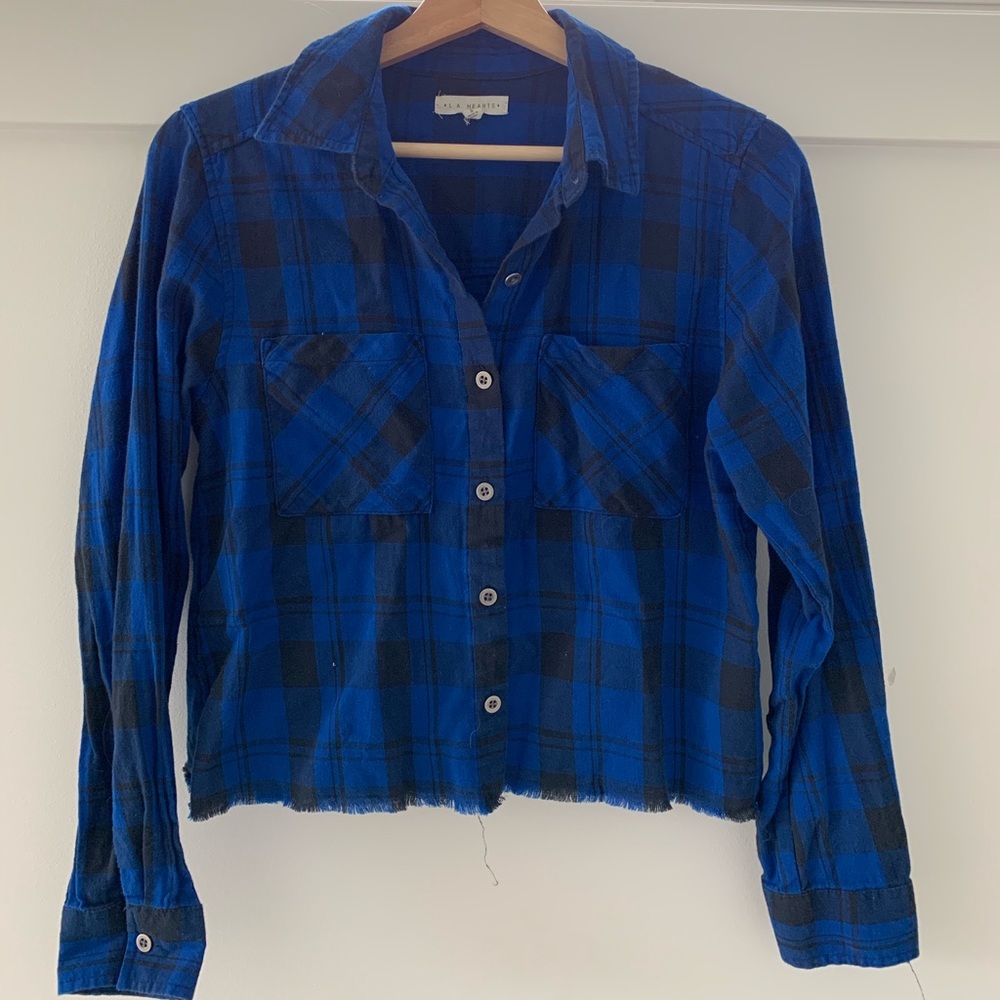 LA Hearts blue flannel